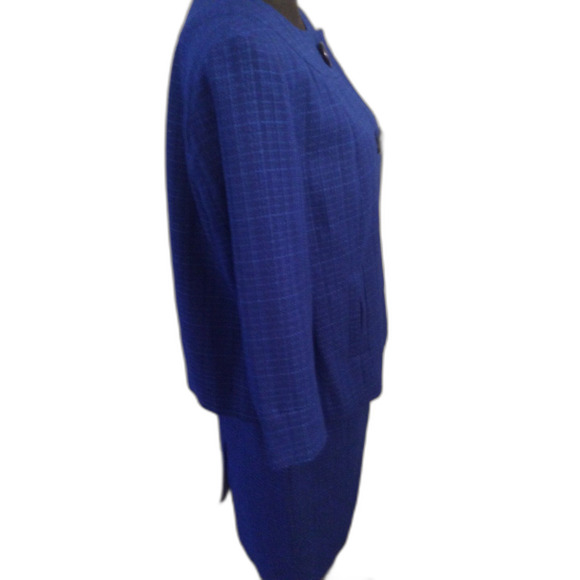 Vintage Isabella Skirt Suit Jacket Size 12 Career Church Blue Pencil Lined - Picture 5 of 6